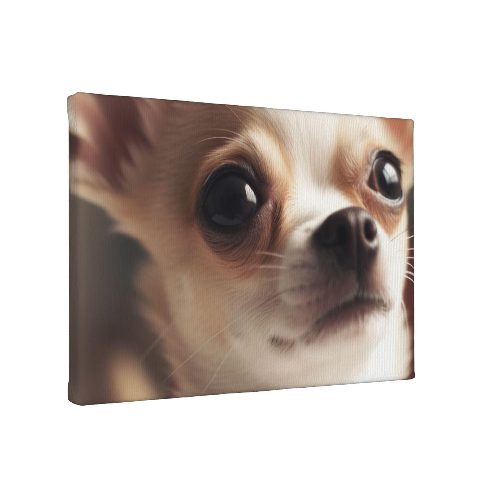 YKLJG Cute Chihuahua Printed Wall Art Canvas Painting 30x20 CM Wooden Framed Picture Painting Artwork Prints for Bedroom Kitchen Home Office Decor