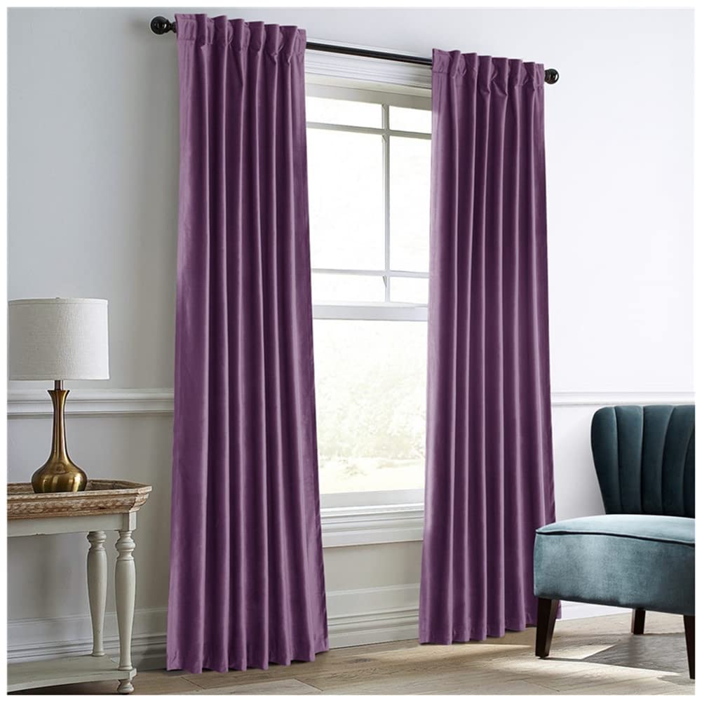Velvet Slot Top Curtains Solid Soft Grommet Curtains Thermal Insulated Room Darkening Curtains Drapes Window Treatment Blackout Curtains for Bedroom, Living Room Purple 72X101"|183X259cm(1 Panel) — image 1