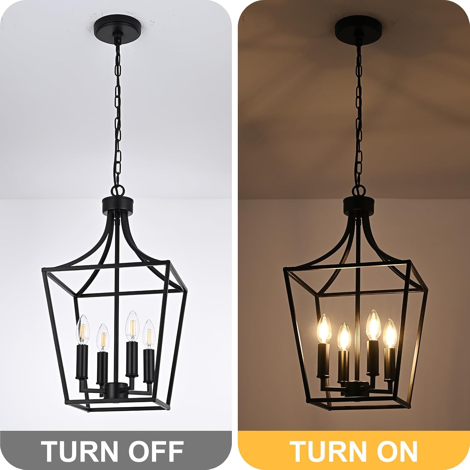 Black 6-Lights Pendant Light & 4-Lights Kitchen Island Light