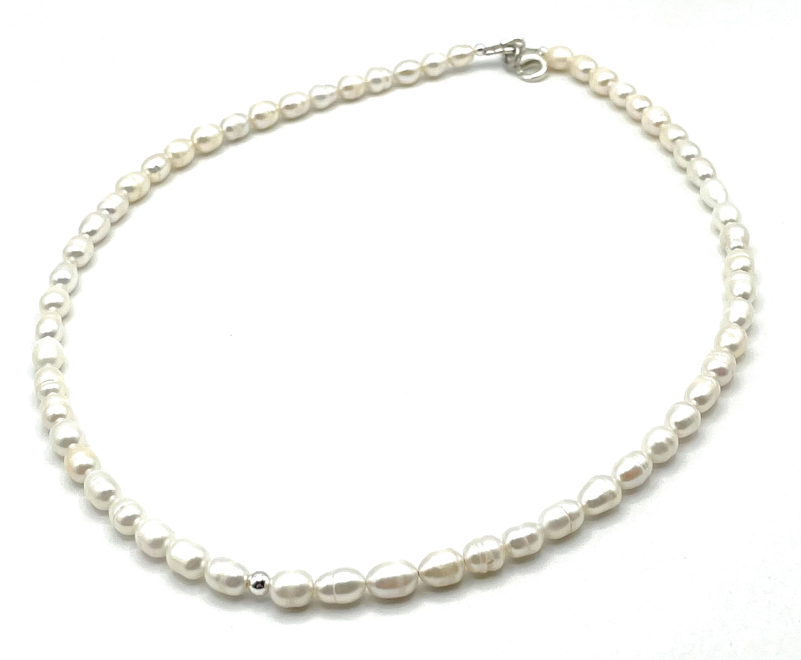 Collana con Perle Bianche d'Acqua Dolce, Girocollo Argento 925, Gioielli Classici, Bijoux Matrimonio, Collana per la Sposa, Regalo per Donne