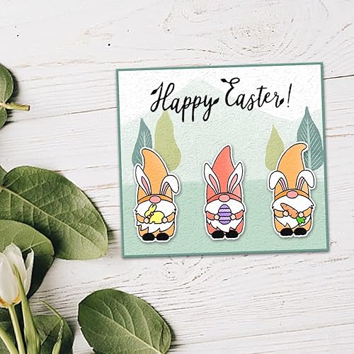 Miniatura 3 de Gnomos de conejo de Pascua, sellos transparentes y troqueles para hacer tarjetas, palabras de Pascua, sellos de goma para conejos, zanahorias,