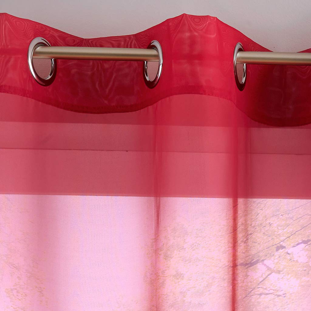 SIMPVALE 2 Pezzi Tende Trasparente - Tenda in Voile di Colore Stile Sfumato per Camera da letto Soggiorno Balcone, Giallo con bianco, 140x145cm