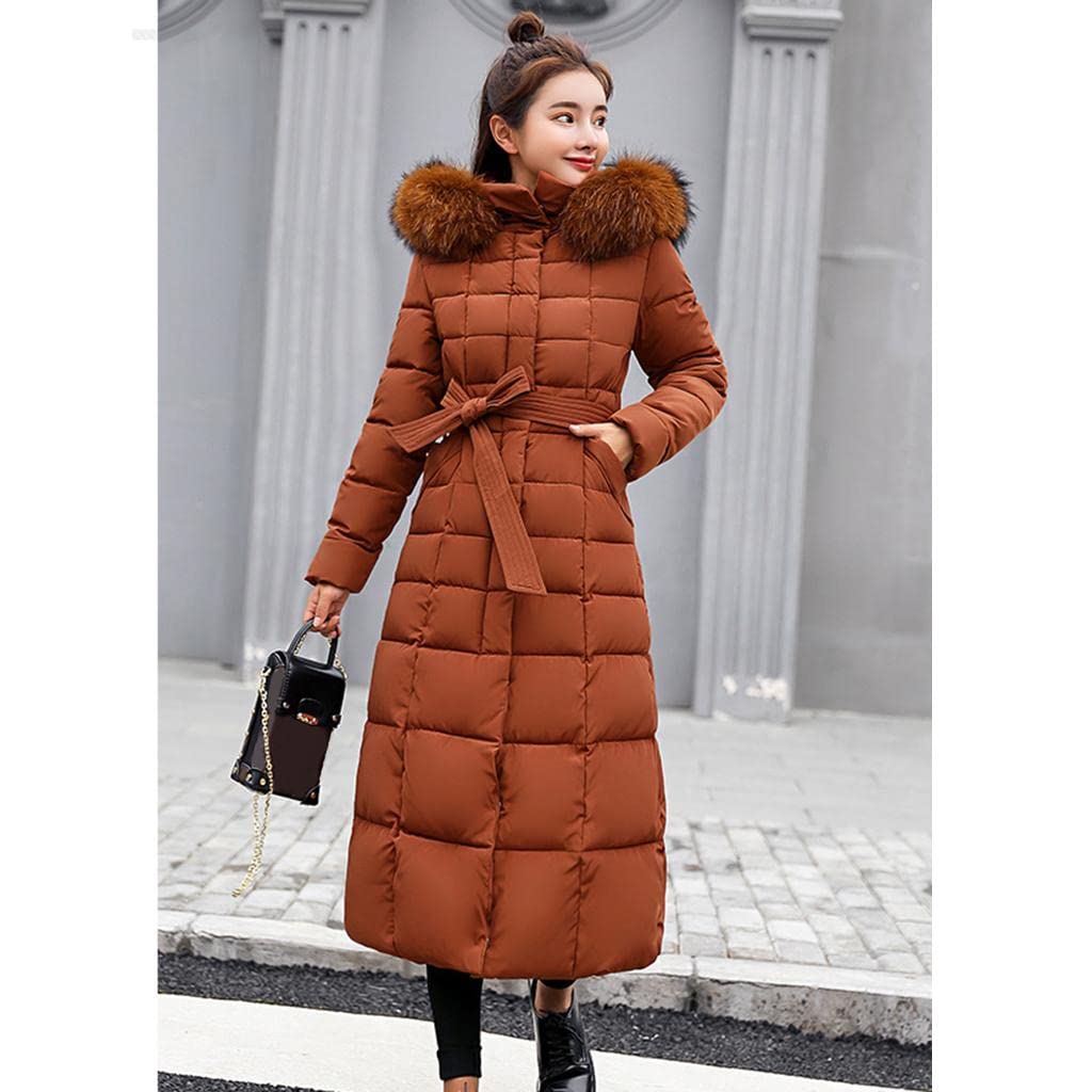 Enakshi (Label) Faux Fur Hooded Long Down Puffer Womens Coat