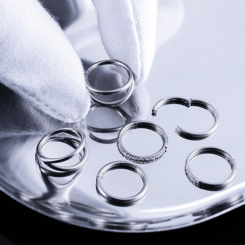 14G 16G 18G Surgical Steel Nose Septum Rings Hoops - Stainless Steel Segment Nose Rings Hoop Helix Cartilage Clicker Daith Tragus Sleeper Hoop Earrings for Women Men 6mm 8mm 10mm 12mm - Image 5