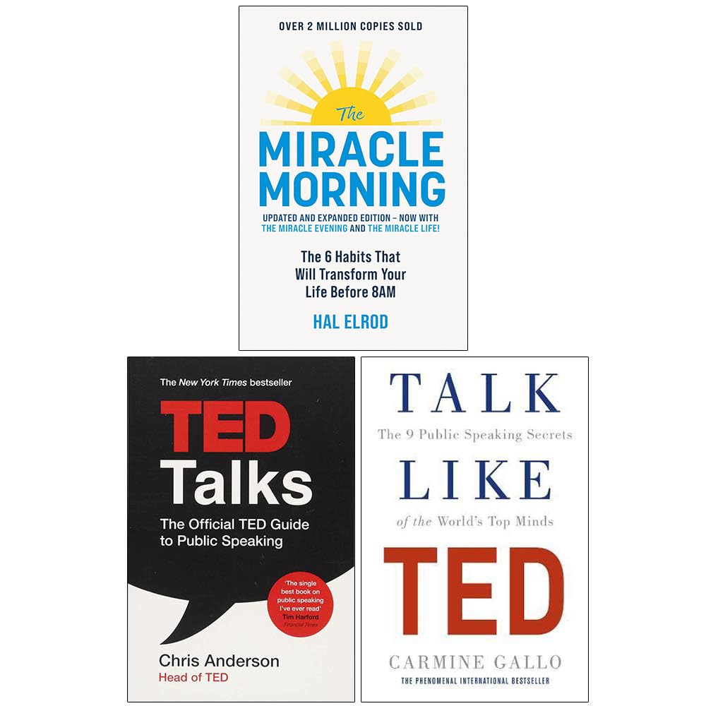 The Miracle Morning, Ted Talks, Talk Like Ted 3 Books Collection Set