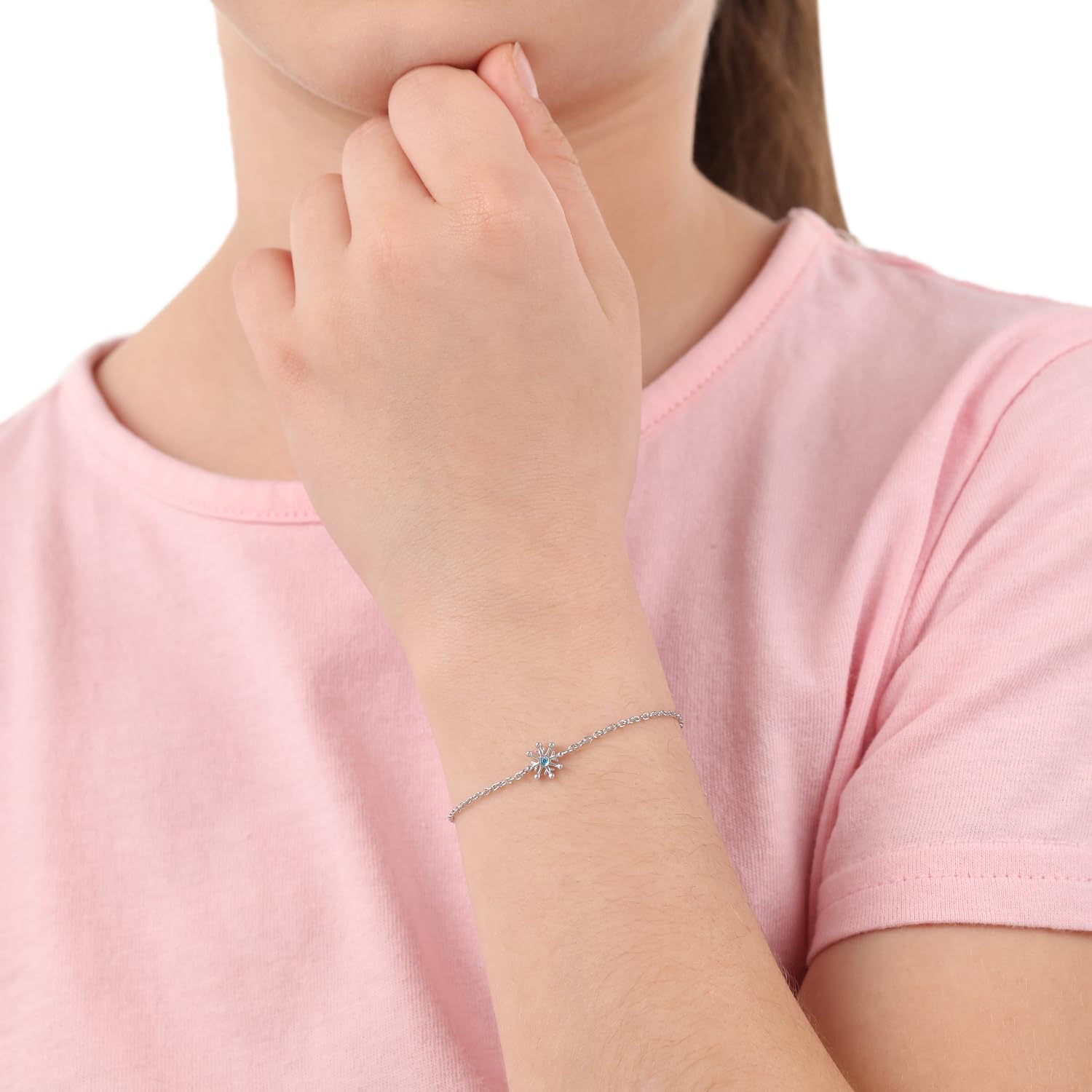PRINZESSIN LILLIFEE - Bracciale da Ragazza in Argento 925 - con Zircone - Ciondolo a Fiocco di Neve - PLI-B0003