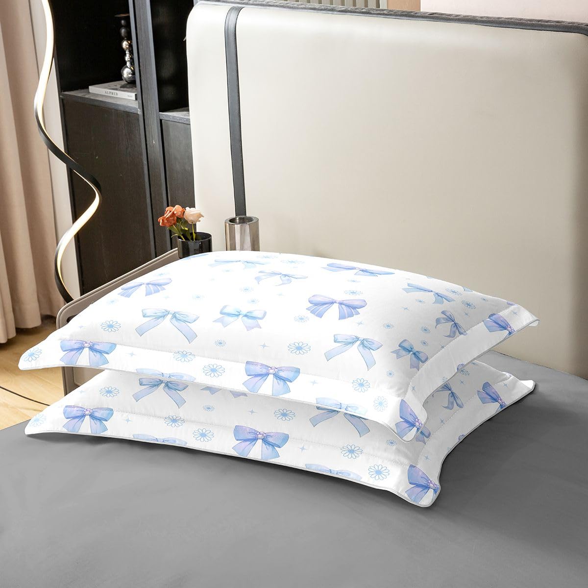 Homewish Kokarda wstążka kwiat niebieski podwójny zestaw poszewek na kołdrę kokardka bawełna pościel księżniczka poszwa na kołdrę kwiatowy stokrotka zestawy łóżek