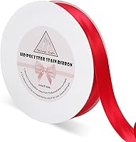 Vista 8 de Cintas de satén de doble cara rojo intenso de 5/8 pulgadas, 50 yardas, cinta de poliéster HD, para envoltura de regalos de boda, floristería