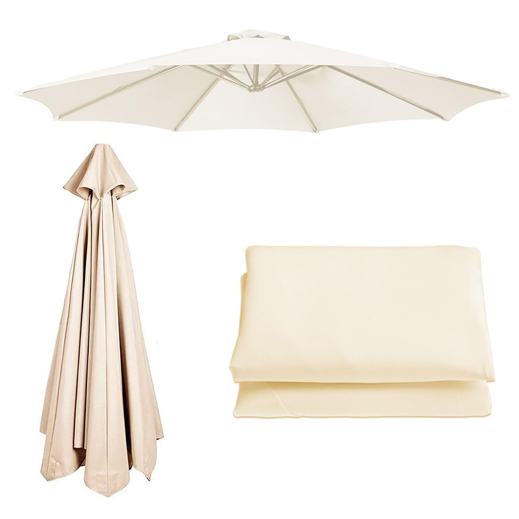 Patio Umbrella Replacement Canopy || 200cm-6 Arms 2.7m-6 Arms 2.7m-8 Arms 300cm-6 Arms 300cm-8 Arms || Parasol Replacement Cloth Canopy Cover For Backyard Pool Umbrella Cantilever Parasol(Color:White,