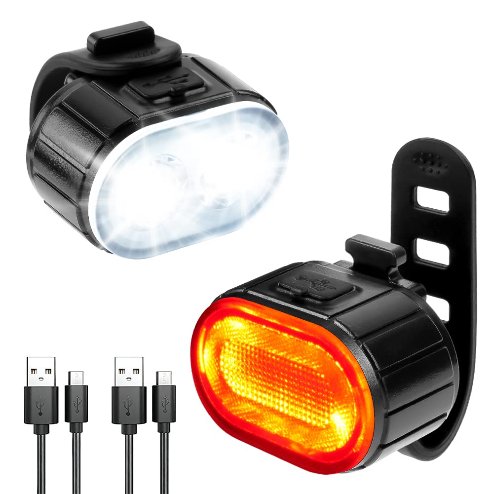 Flintronic Zestaw świateł rowerowych, oświetlenie rowerowe z możliwością ładowania USB, super jasne światła rowerowe przednie i tylne tylne światło LED dla bezpieczeństwa jazdy w nocy, wodoodporność