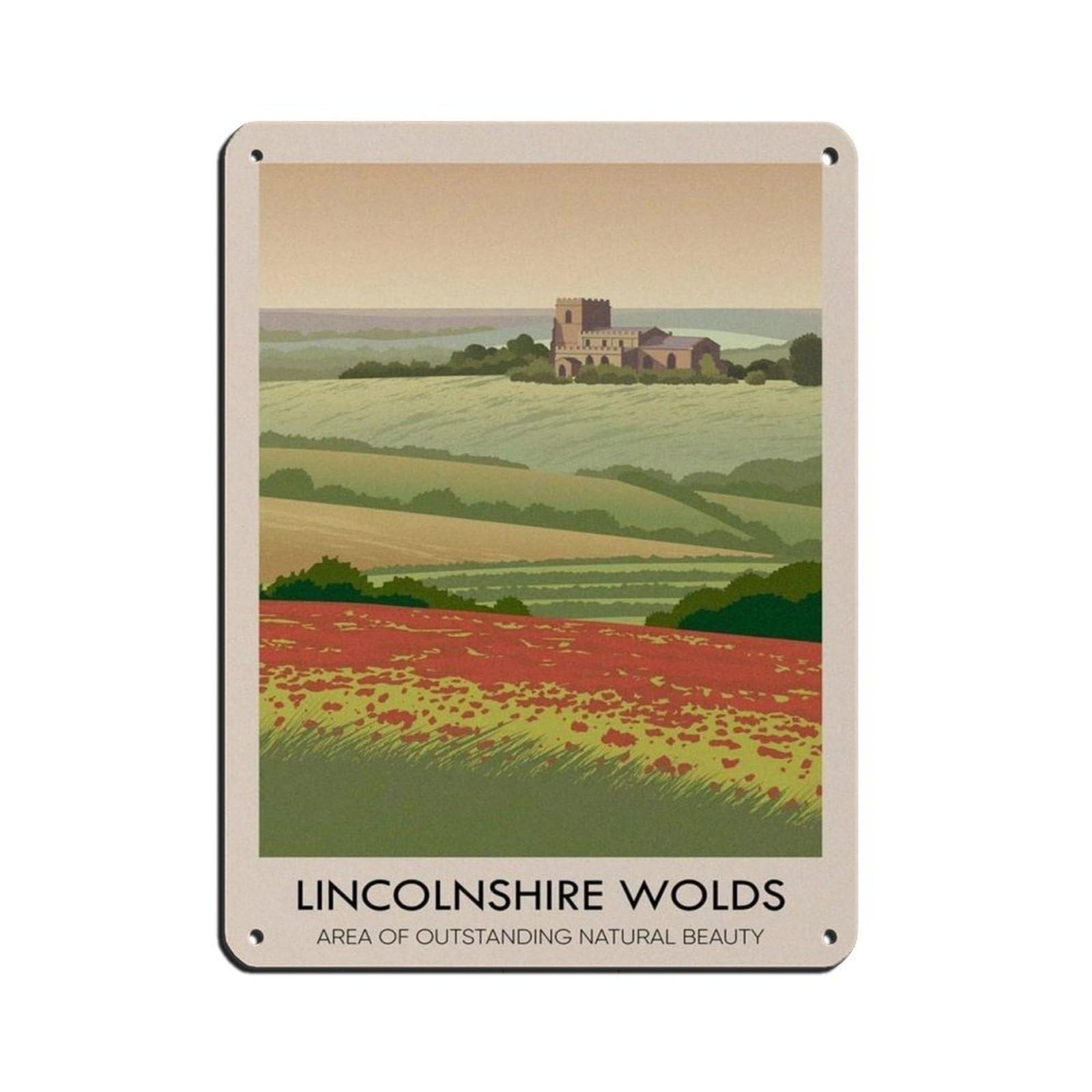 Lxwnze 30L X 40W Cm Lincolnshire Wolds Aonb Travel Poster Tin Sign Vintage Metal Pub Club Cafe Bar Home Wall Art Decoration Poster Retro 12X16inch(30X40cm)