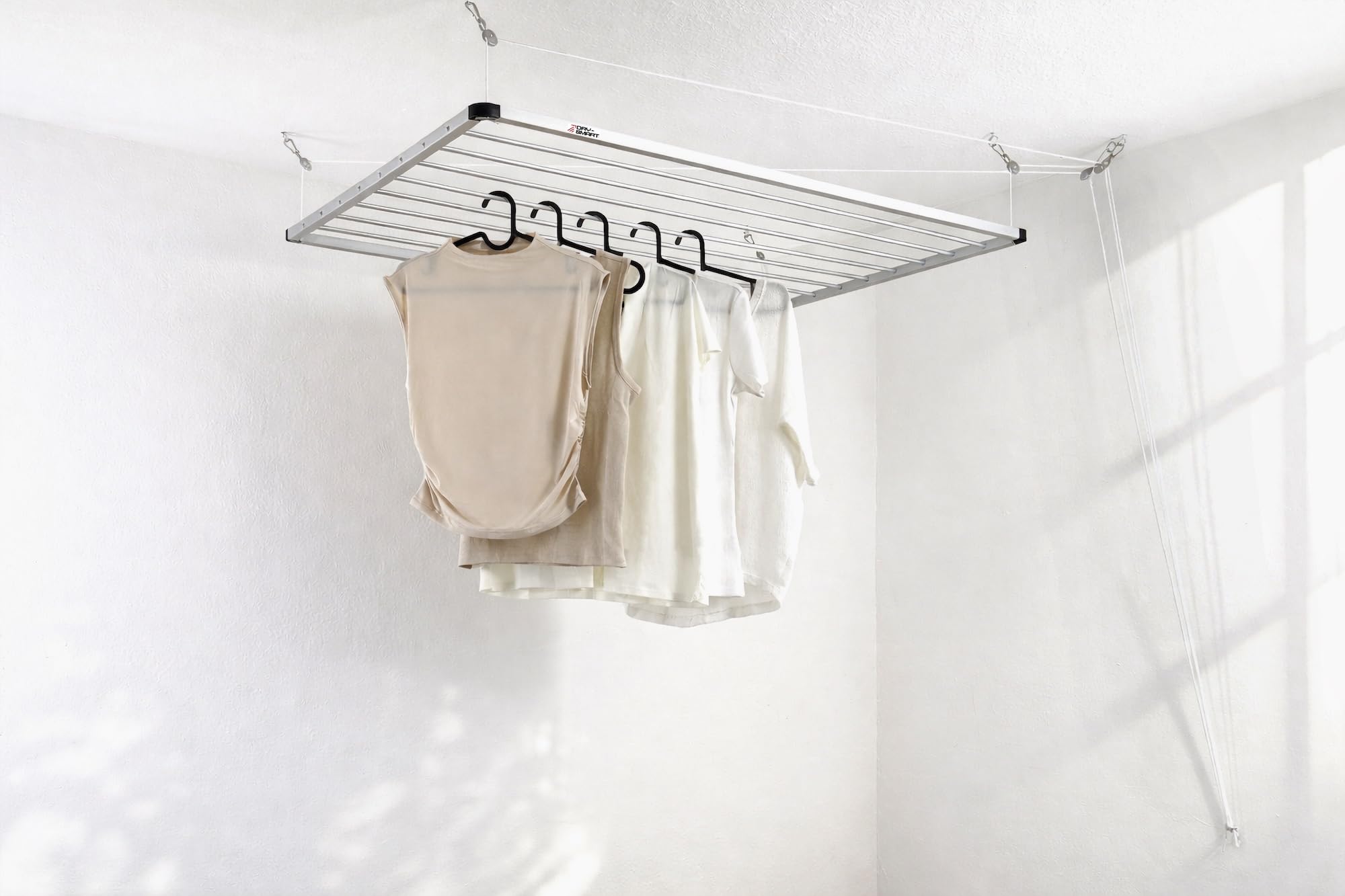 Lift Deckenwäscheständer - Deckentrockner - Wäscheständer für die Decke 120cm für Badewanne, Balkon, innen und Outdoor – platzsparend - einfache Deckenbefestigung