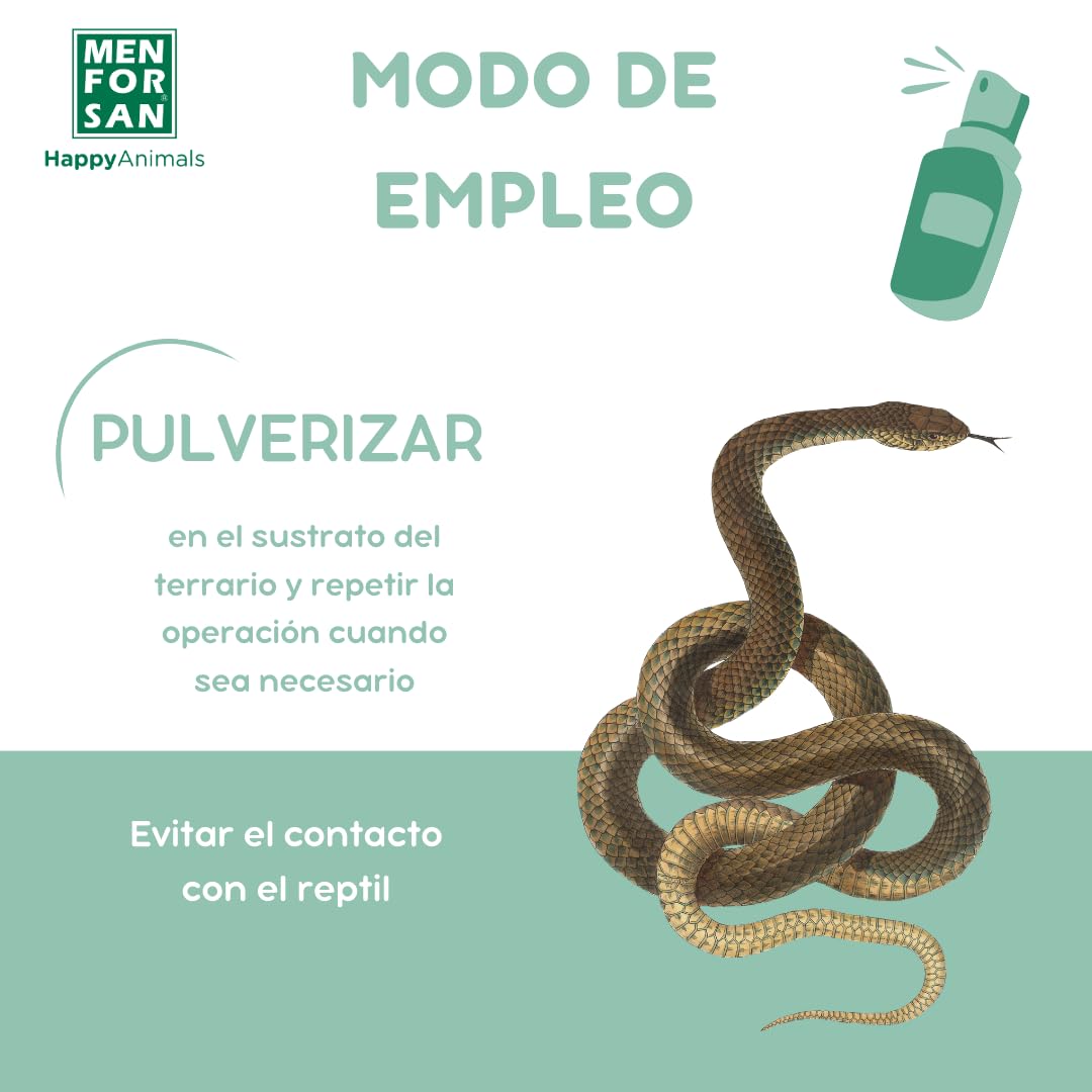 MENFORSAN Eliminador de olores terrarios | Elimina y Erradica los Malos olores | Fragancia Talco Natural | para el Entorno de Cualquier Reptil | 250 ml