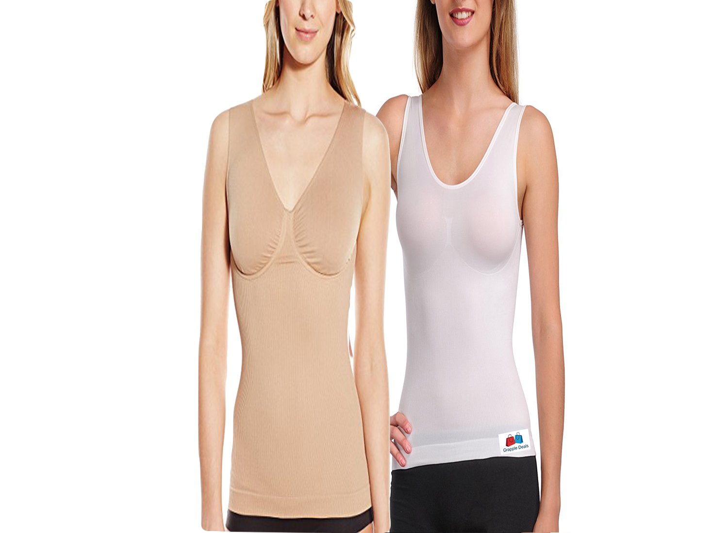 GRAPPLE DEALS Combo of 2 Seamless Molded Shaper Camisole with Wire Free Molded Cups Extra Comfort and Smooth Camisole for Womens.