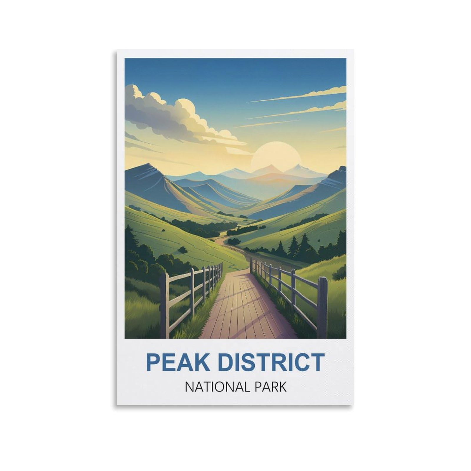 Wgmdoee Unframe-Style Peak District National Park England Vintage Travel Poster 16X24inch(40X60cm) Canvas Poster Living Room Wall Art Home Decor