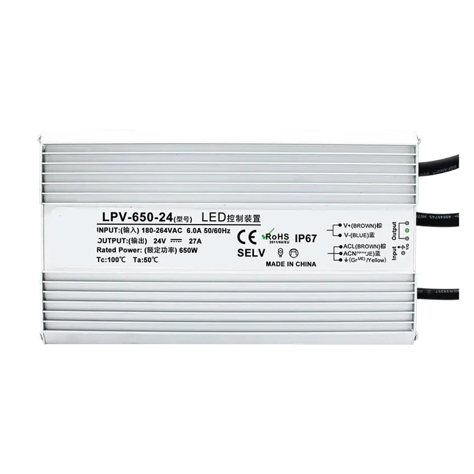 Transformateur LED AC DC 24V alimentation de commutation étanche LPV 650W