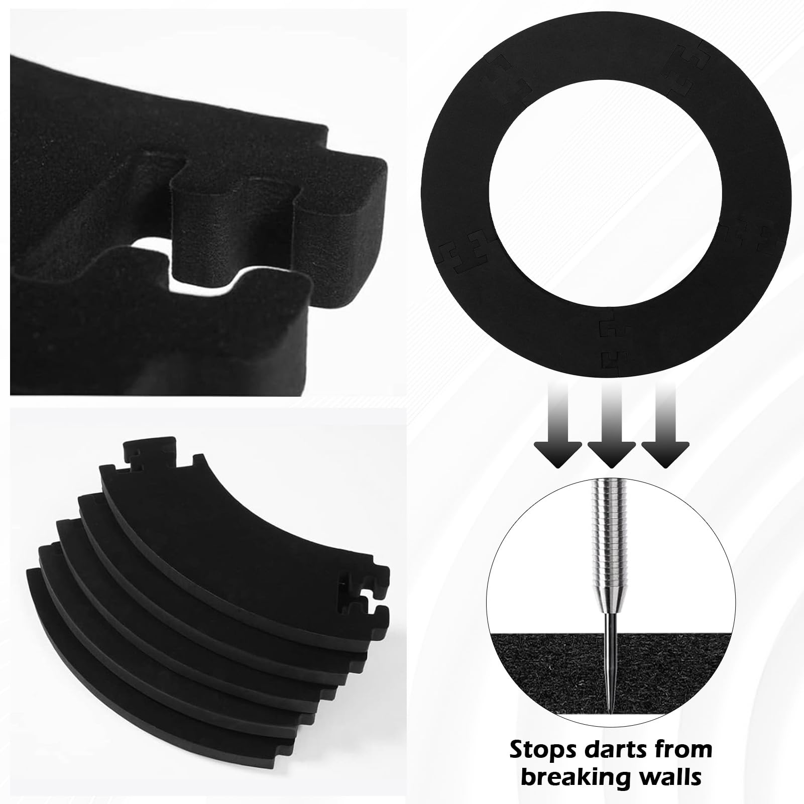 5 pezzi di protezione da parete per freccette, resistente Eva bersaglio surround, diametro interno 45 cm, diametro esterno 72 cm, bordo per freccette, protezione da parete