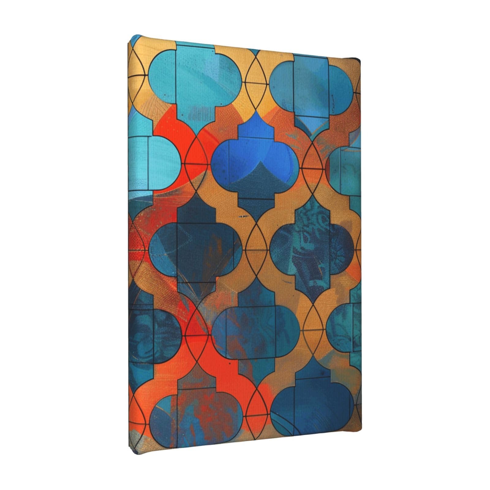 YKLJG Lattice Printed Wall Art Canvas Painting 20x30 CM Wooden Framed Picture Painting Artwork Prints for Bedroom Kitchen Home Office Decor