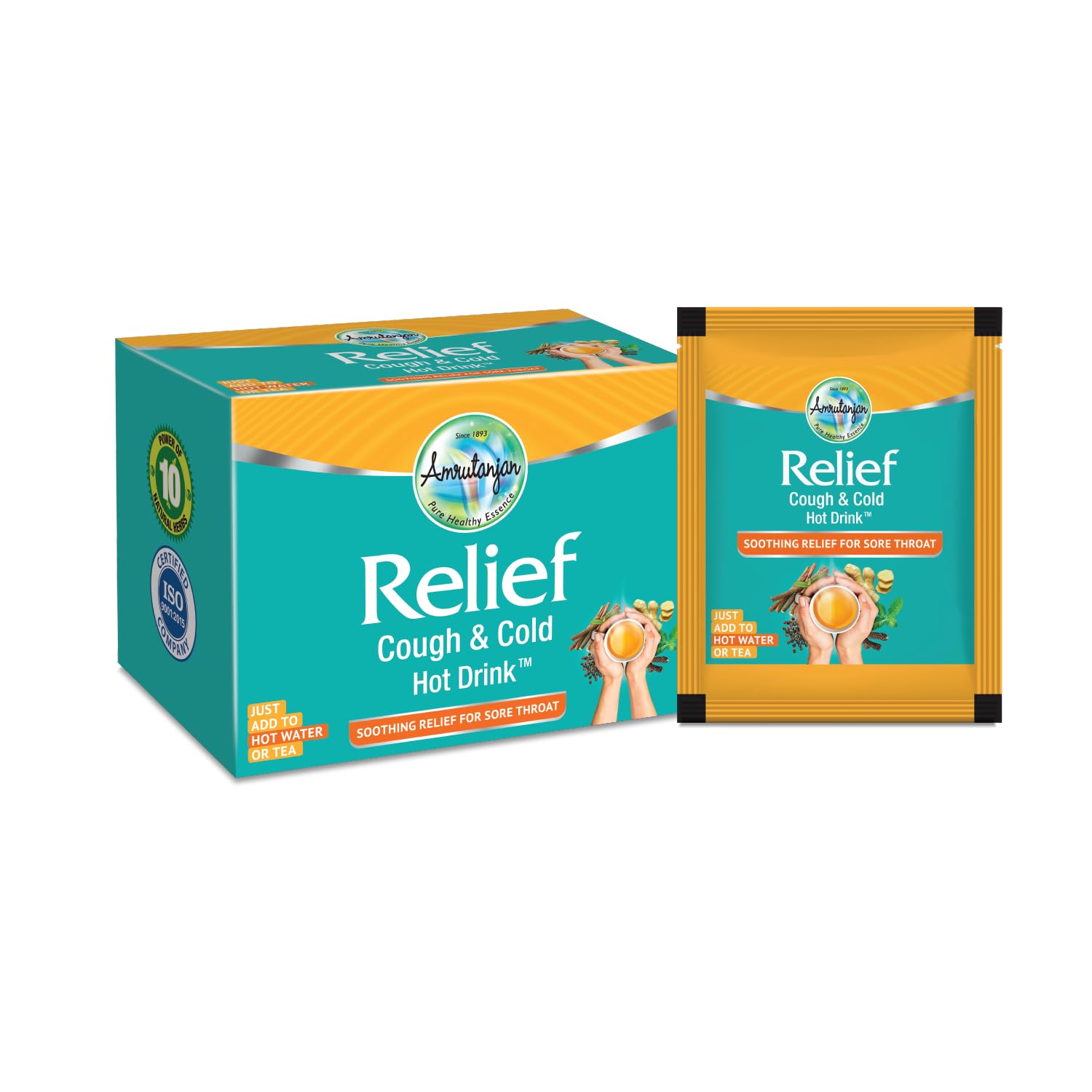 Relief Cough and Cold Hot Drink - Pack of 20 Sachets| 100% Ayurvedic |Kadha |Kashayam | Provides Instant Relief from Cough, Cold & Sore Throat | Unique Blend of 10 Ayurvedic Herbs