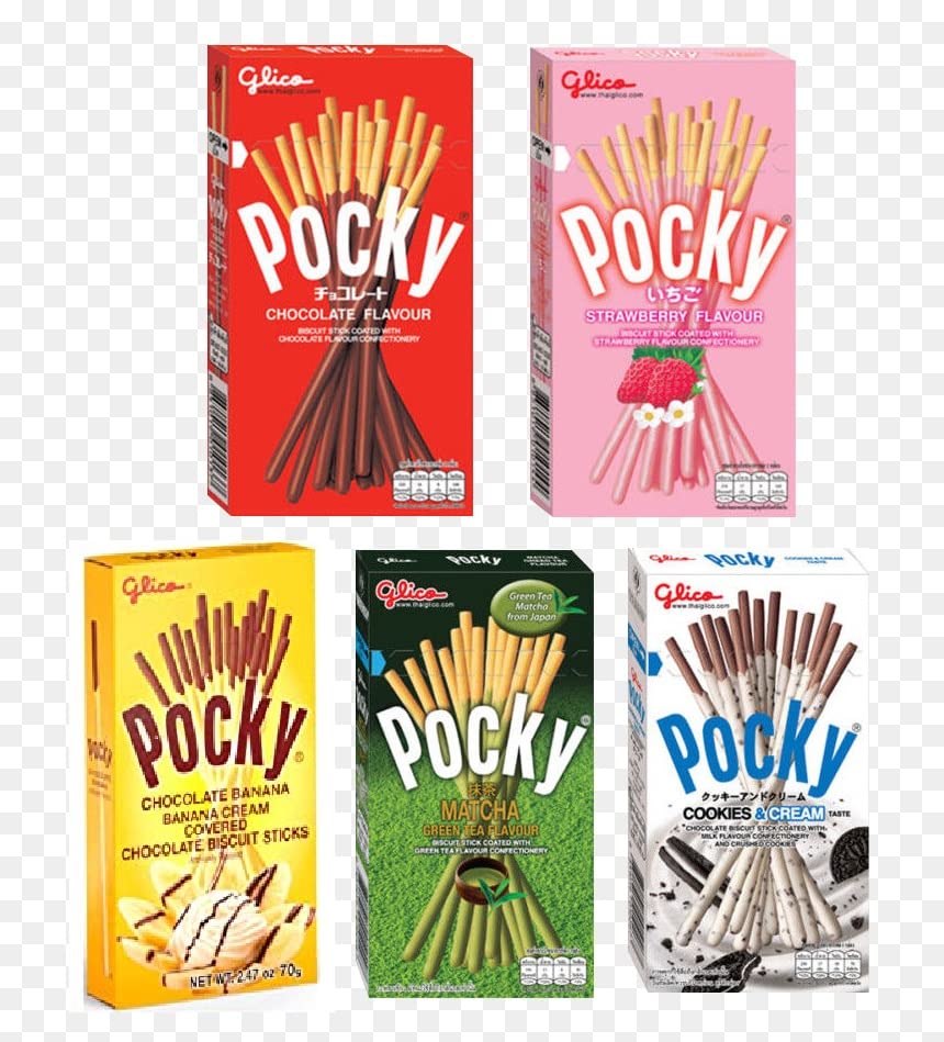 Sticks Variety Pack Coverd With Crunchy Biscuit, Chocolate, Strawberry, Matcha Green Tea, Cookies N Cream, Chocolte Banana, Pack Of 5, 70 grams Each
