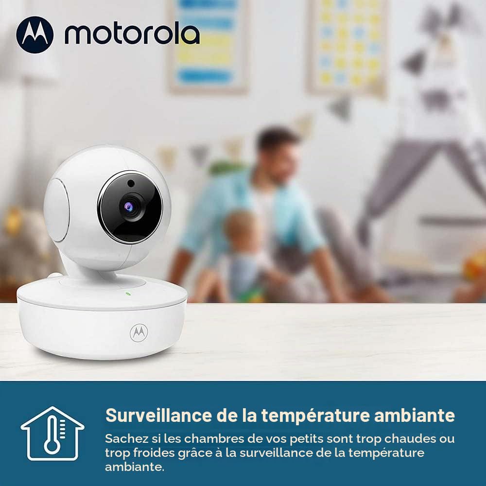 Motorola Nursery VM55 - Babyphone Camera - Vision Nocturne - Écran LCD de 5 Pouces - sans Fil - Surveillance de la Température - Système de Communication Bidirectionnelle 720p Blanc