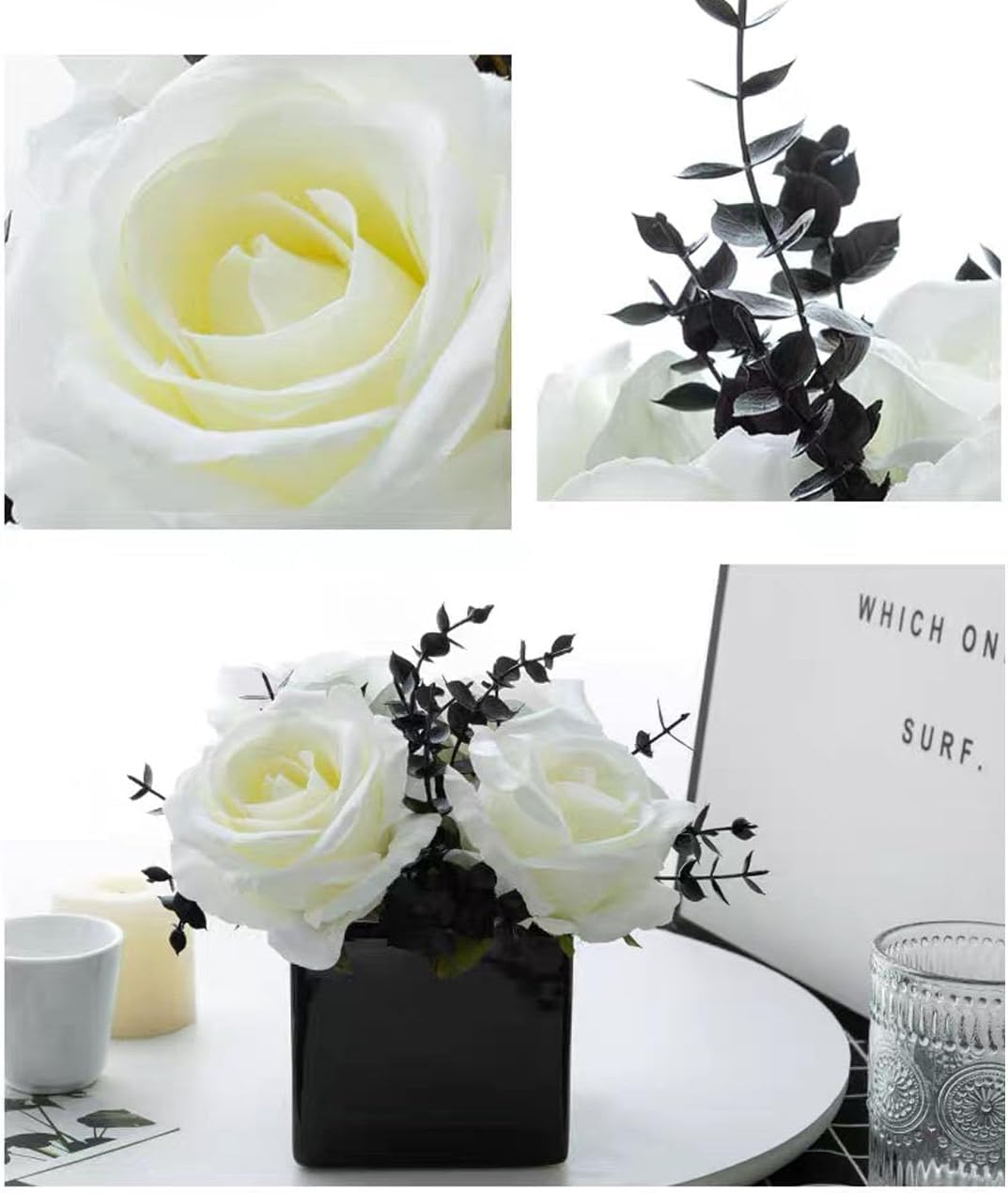 NAWEIDA Artificial Flowers with Small Ceramic Vases - Image 4