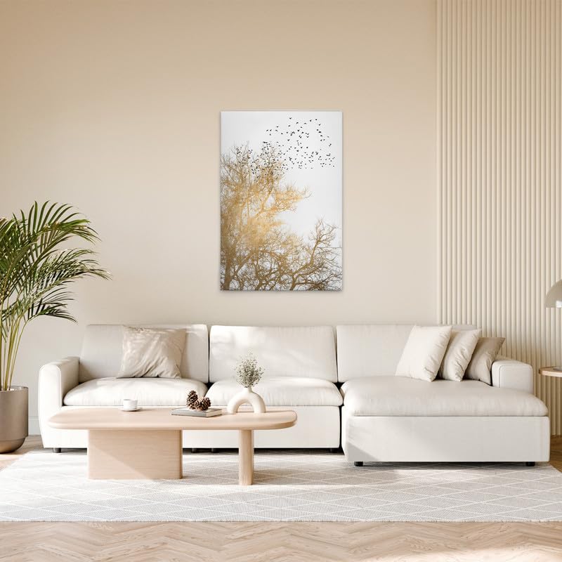 A.S. Création Obraz na płótnie korona drzewa białe złoto — obraz ścienny w kolorze kremowym, złotym — 80 x 120 cm — DD131771