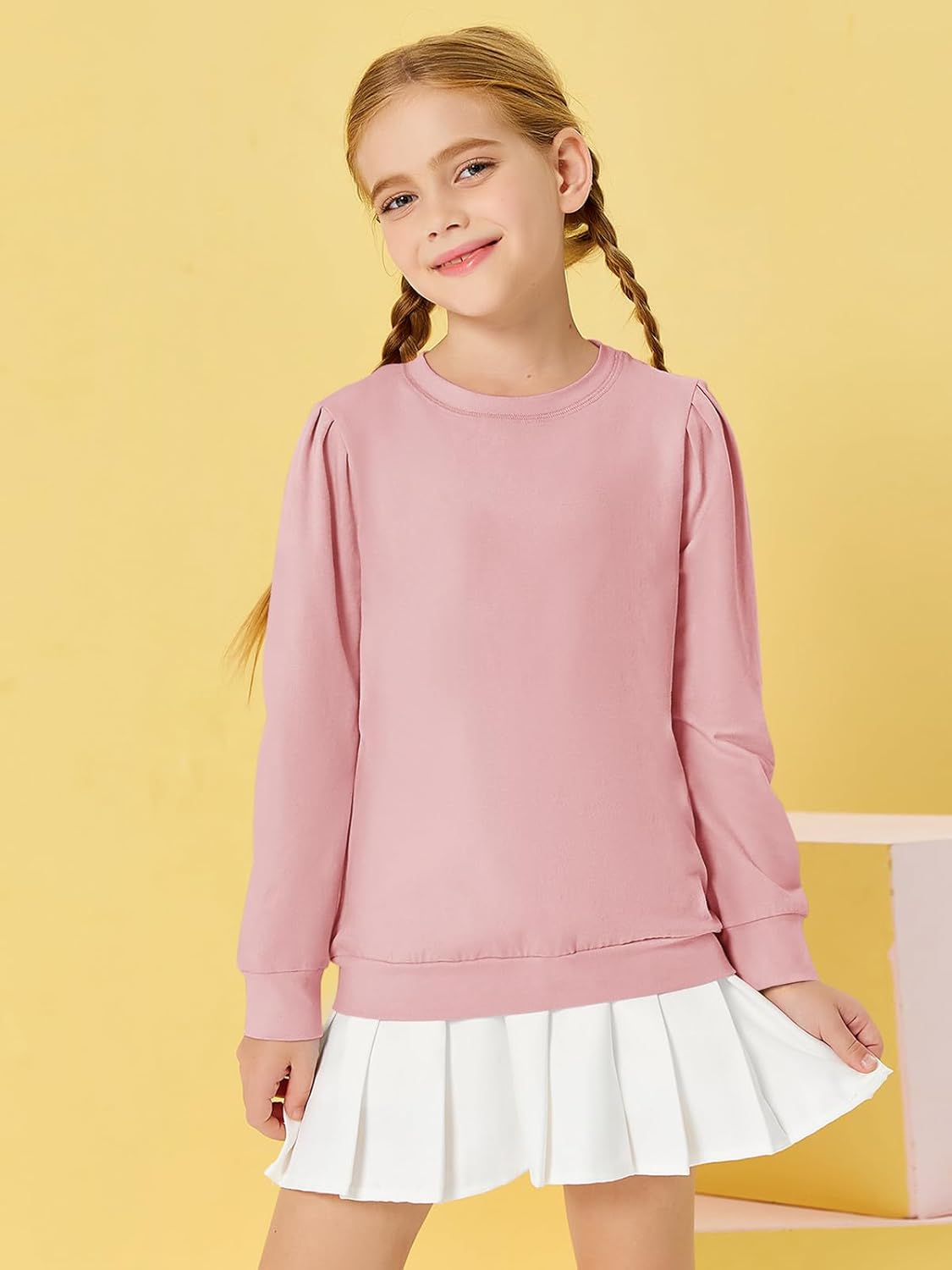 Girls Long Sleeve Shirts Kids Fashion Crewneck tops Cute Fall Outfits 5-14 Years - Image 3