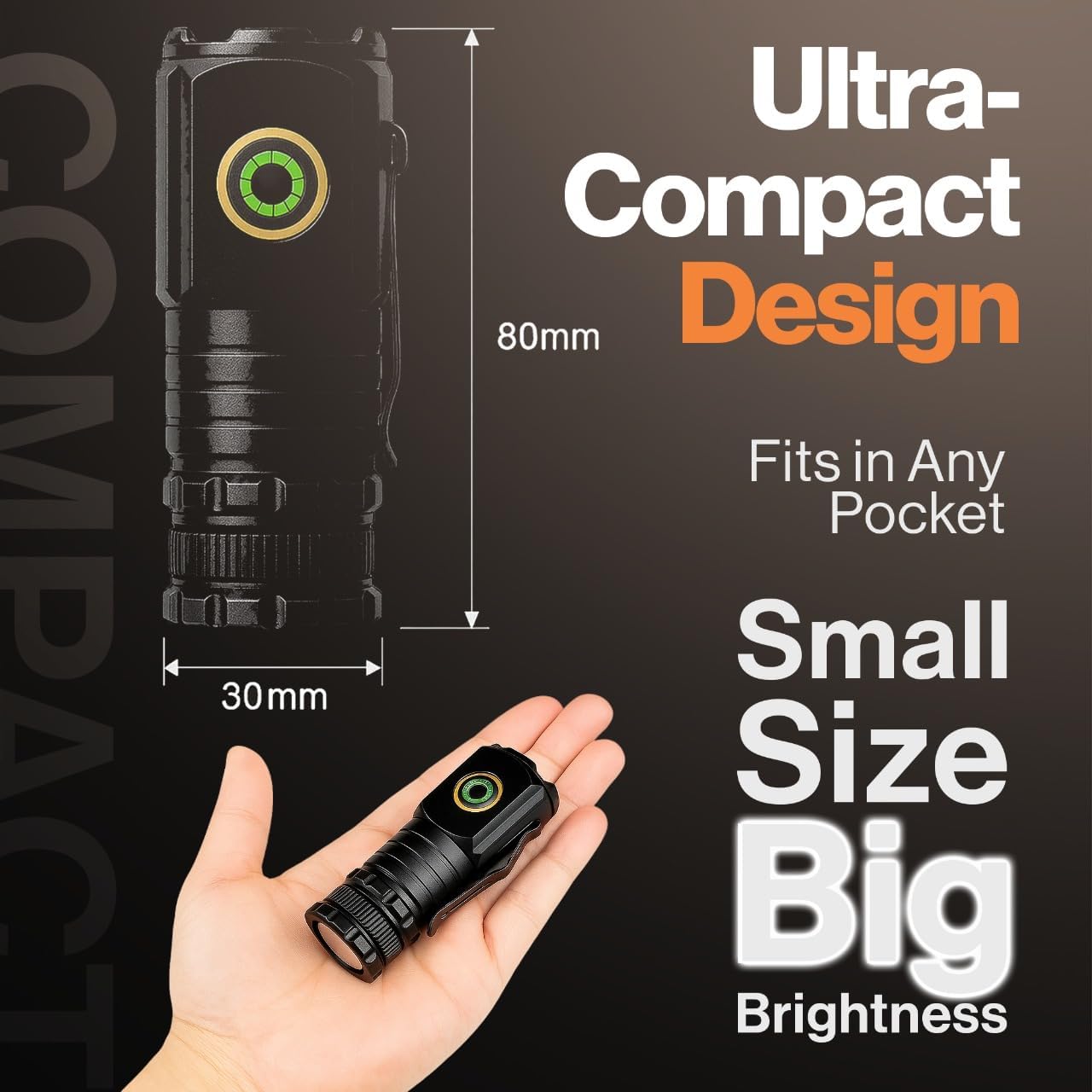 Ulta-Bright Rechargeable Flashlight, USB-C Compact EDC Torch with Magnetic Base & Clip, 5 Light Modes, Durable Aluminum LED Flashlight for Camping, Work, Emergency & Everyday Carry
