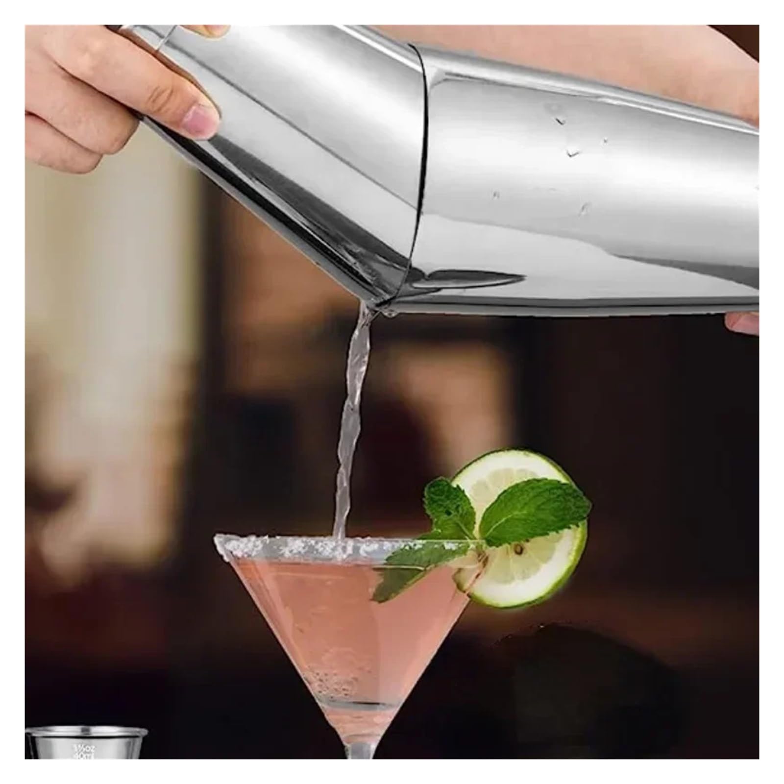 Juego de 4 cocteleras mezcladoras, kit de barman, coctelera de bebidas mixtas de 18 oz y 28 oz, colador, medidor doble Medidor de Cóctel