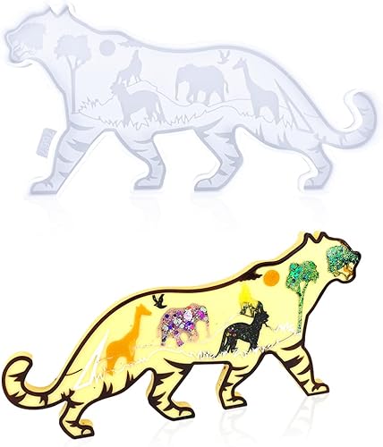 Miniatura 1 de Voyyphixa Moldes de resina de tigre de silicona, moldes de resina de animales, moldes de silicona para resina epoxi, moldes de fundición de resina