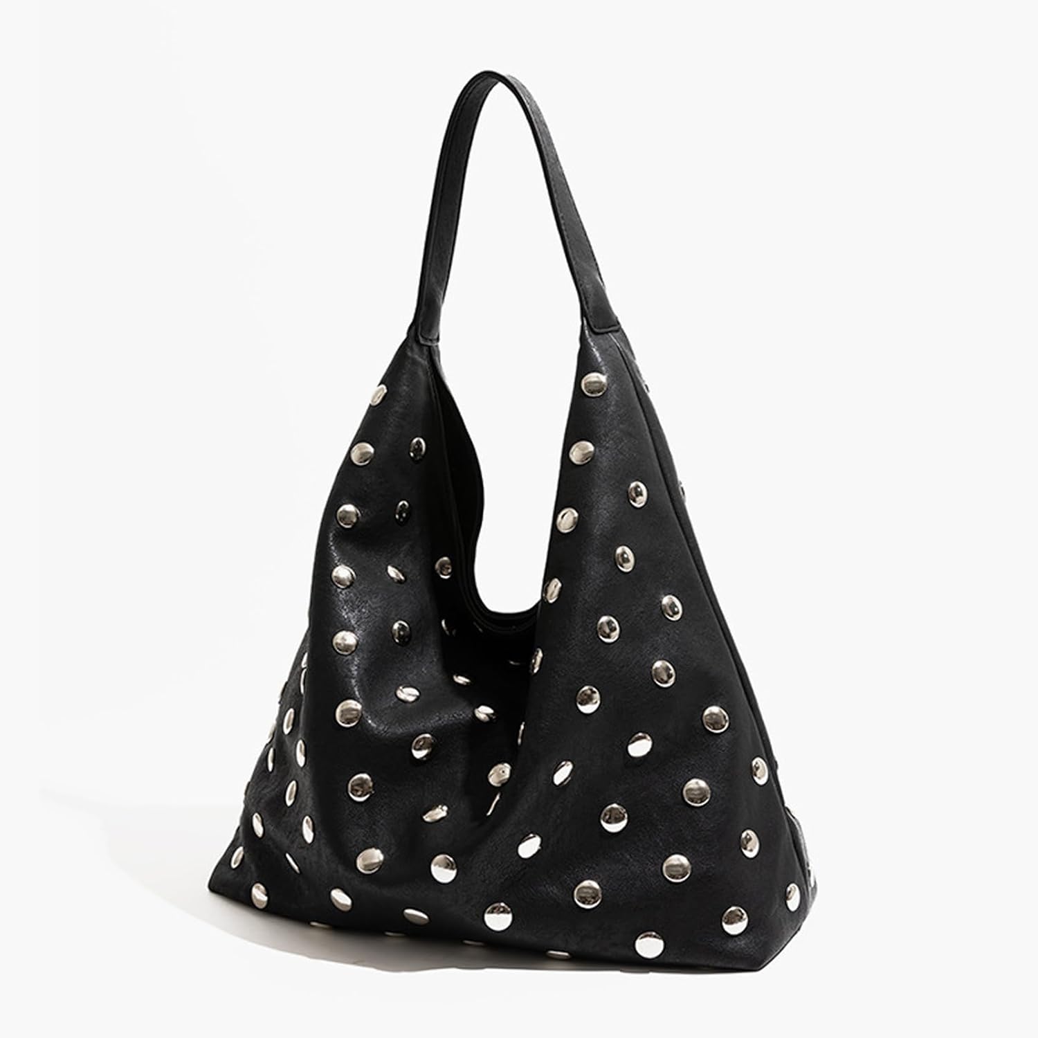 Studded Hobo Bags for Women Soft Vegan Leather Studded Slouchy Shoulder Handbag Tote Purse - Image 3
