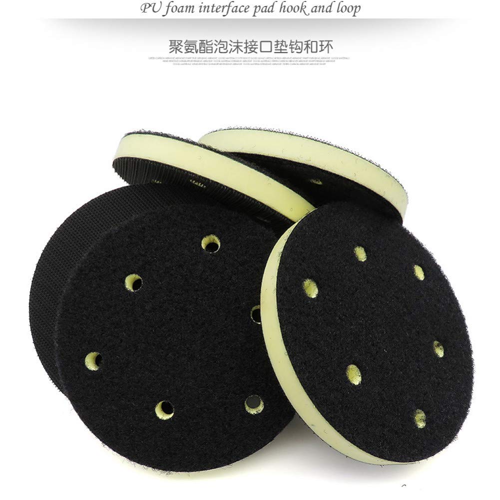 5PCS Almohadilla de interfaz de espuma de PU 5"125MM 6-Hole Densidad media Gancho y bucle Lijadora Almohadilla de respaldo Almohadilla de pulido Herramientas eléctricas Piezas