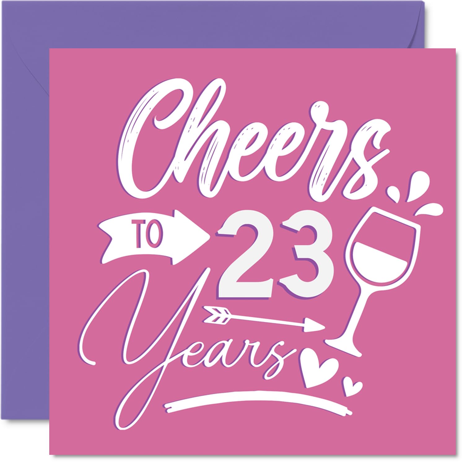 23rd Birthday Cards for Women - Cheers - Happy Birthday Card for 23 Year Old Woman Friend Granddaughter Colleague Niece, 145mm Bday Greeting Cards