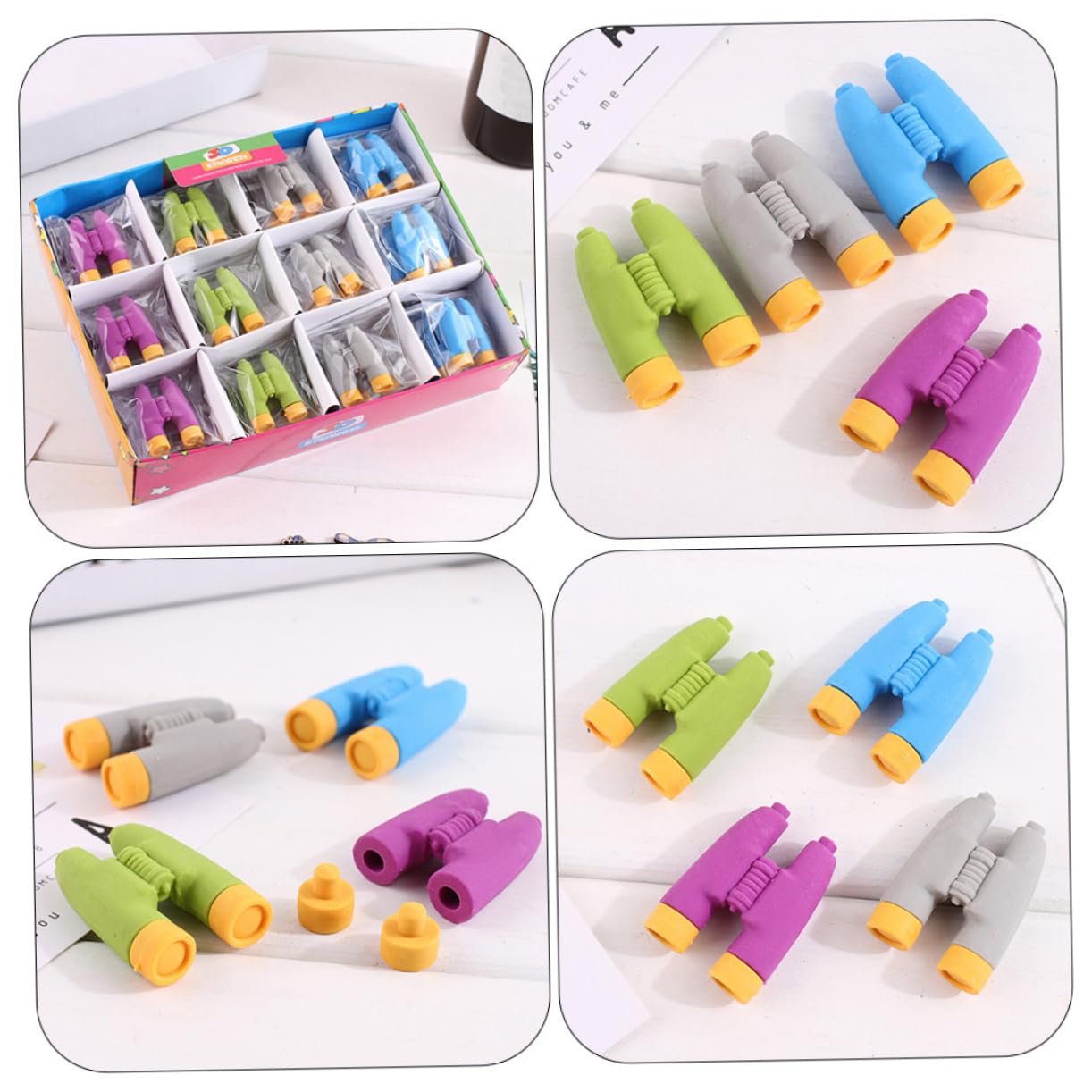 jojofuny 5 Set Gomme Per Studenti Forma Di Telescopio Colorate E Divertenti Cancellare Per Ufficio Gommine Resistenti E Facili Da Usare Per Studio E Disegno 24 Pezzi * 5
