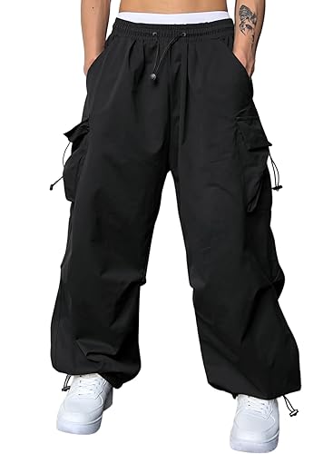 JMIERR Men's Baggy Cargo Pants Trendy Casual Parachute Pant Loose Fit Harem Joggers with Pockets for Streetwear