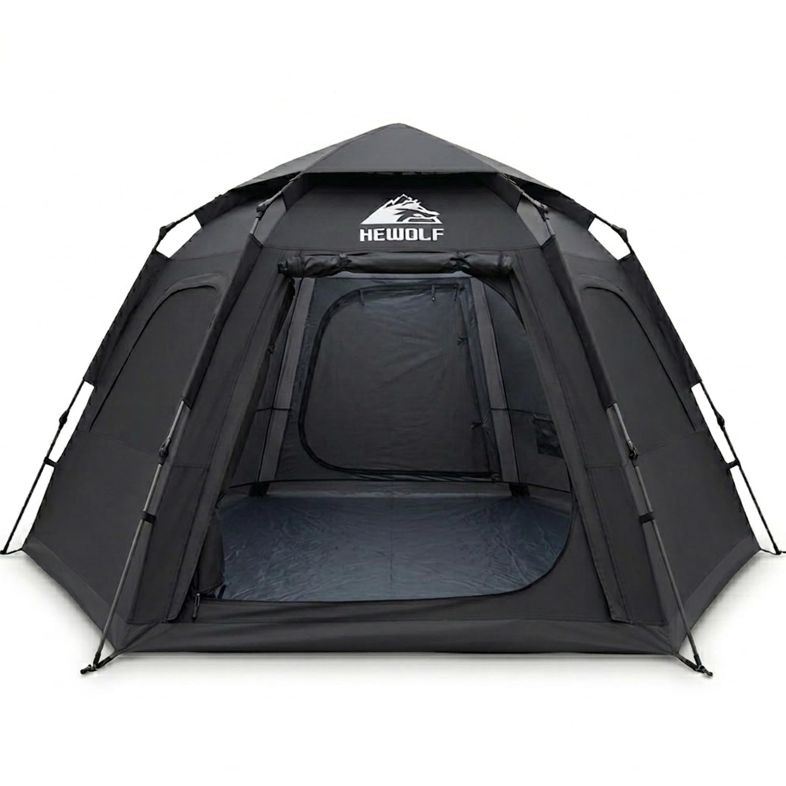 Hewolf 2/3/4 Person Camping Tent - Instant Pop Up Waterproof 2 Doors Tent with Easy Setup | 3-Season Hexagonal Dome Design for Family, Hiking & Traveling