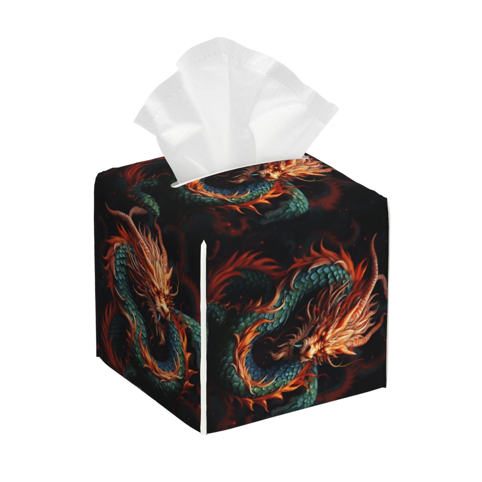 Chinese Dragon Tissue Box Cover Square Cube Boxes
