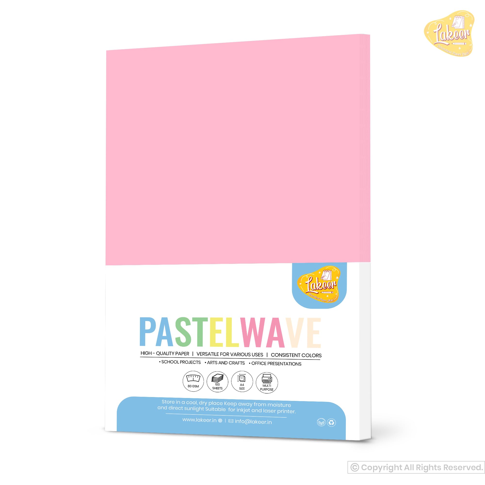 Lakeer Pastel Pink Paper - 50 Sheets A4 -2