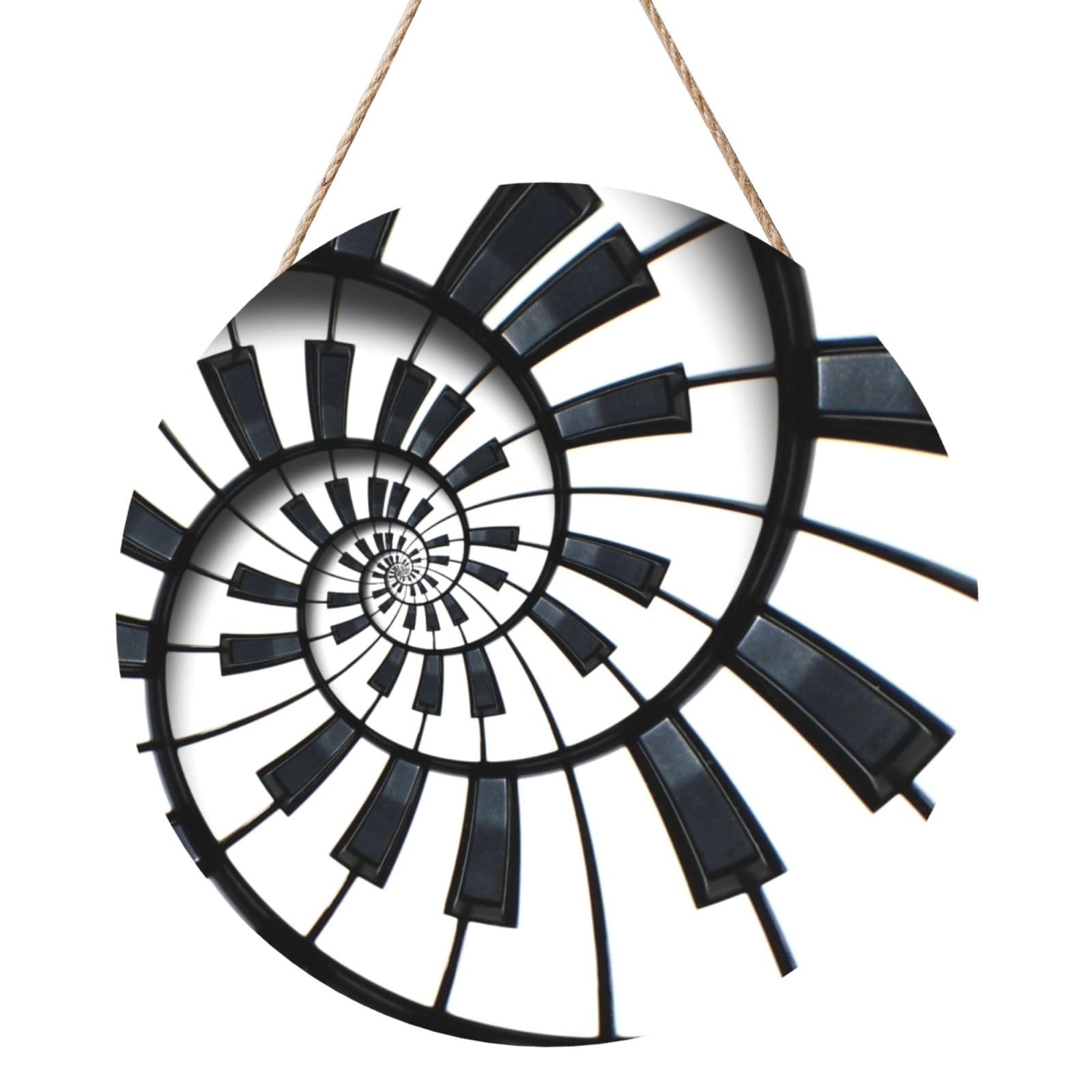InOmak Piano Keyboard, Round Wood Panel Painting 12 in, Wall Hanging Painting For Home