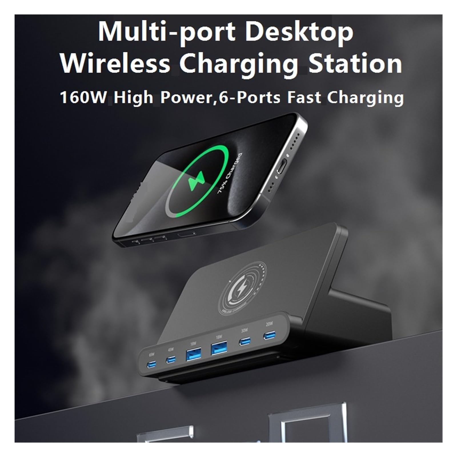 Stazione Di Ricarica USB Da 160 W Wireless Caricabatterie GaN 65 45 Caricatore Rapido For Tablet Portatile Capacità Di Ricarica Rapida