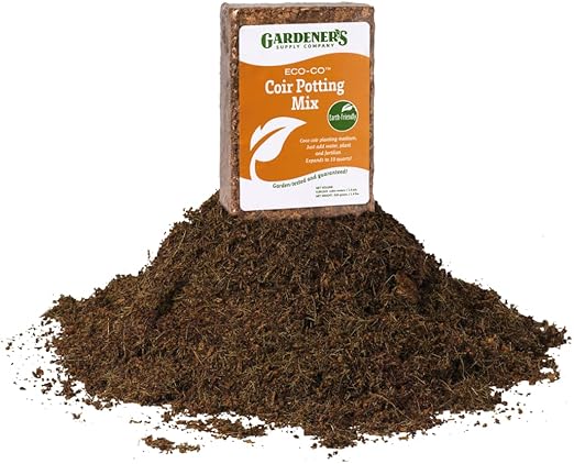 Gardener's Supply Company Eco-co Coconut Coir Potting Mix | Expands to 10 Quarts of Soil for Container Planting, Raised Bed Gardening, Seed Starting, Composting and More