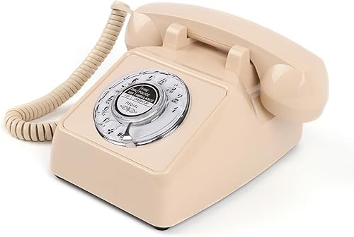 Miniatura 9 de Teléfonos fijos vintage para el hogar, teléfono giratorio retro blanco con timbre y volumen, teléfono analógico de escritorio antiguo para personas