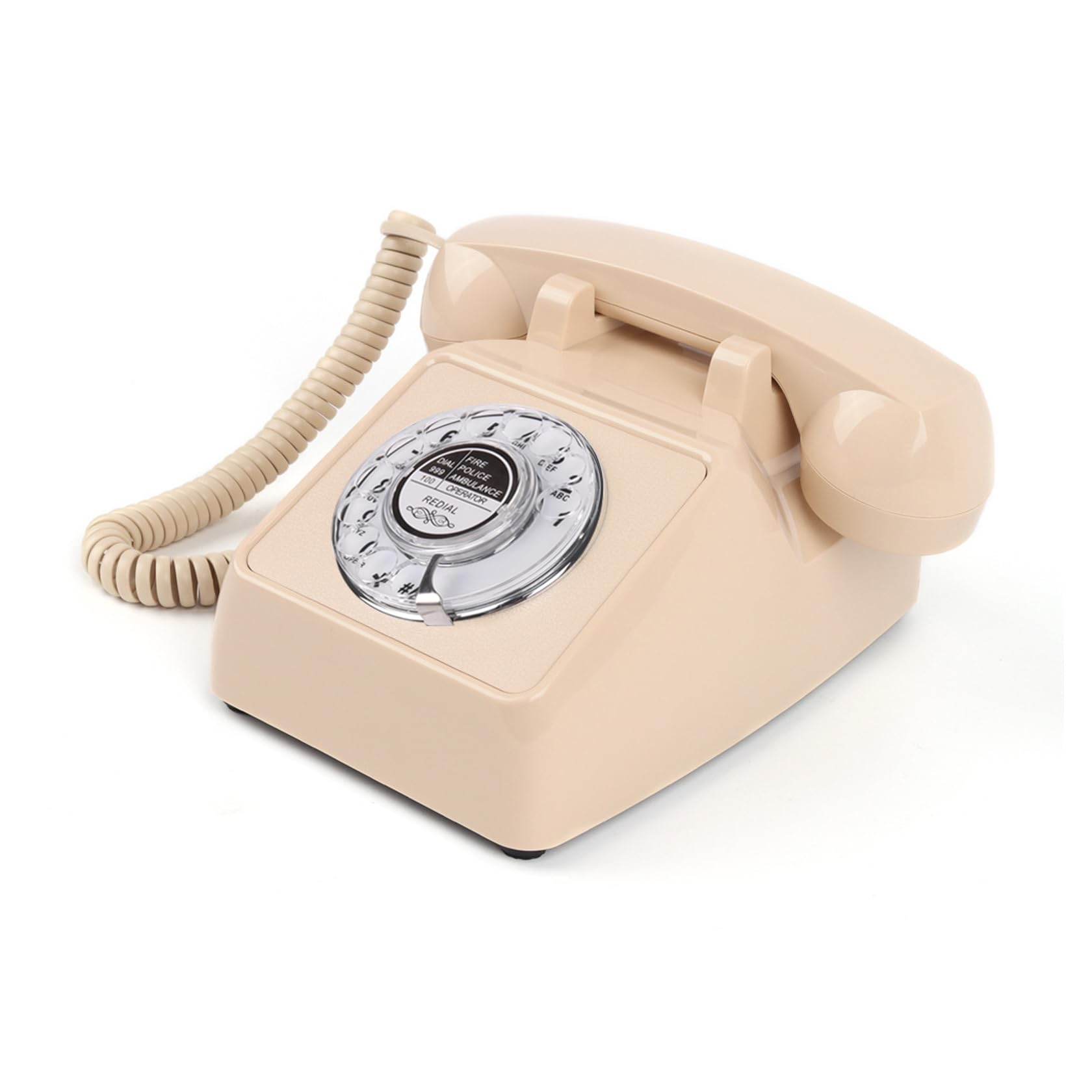 Retro Landline Phones Corded for Home, Ivory Vintage Rotary House Phone with Ringer & Volume Adjustable,Antique Desktop Analog Telephone Set Easy for Seniors/Eldly,Decorative Office/Hotel Telephones