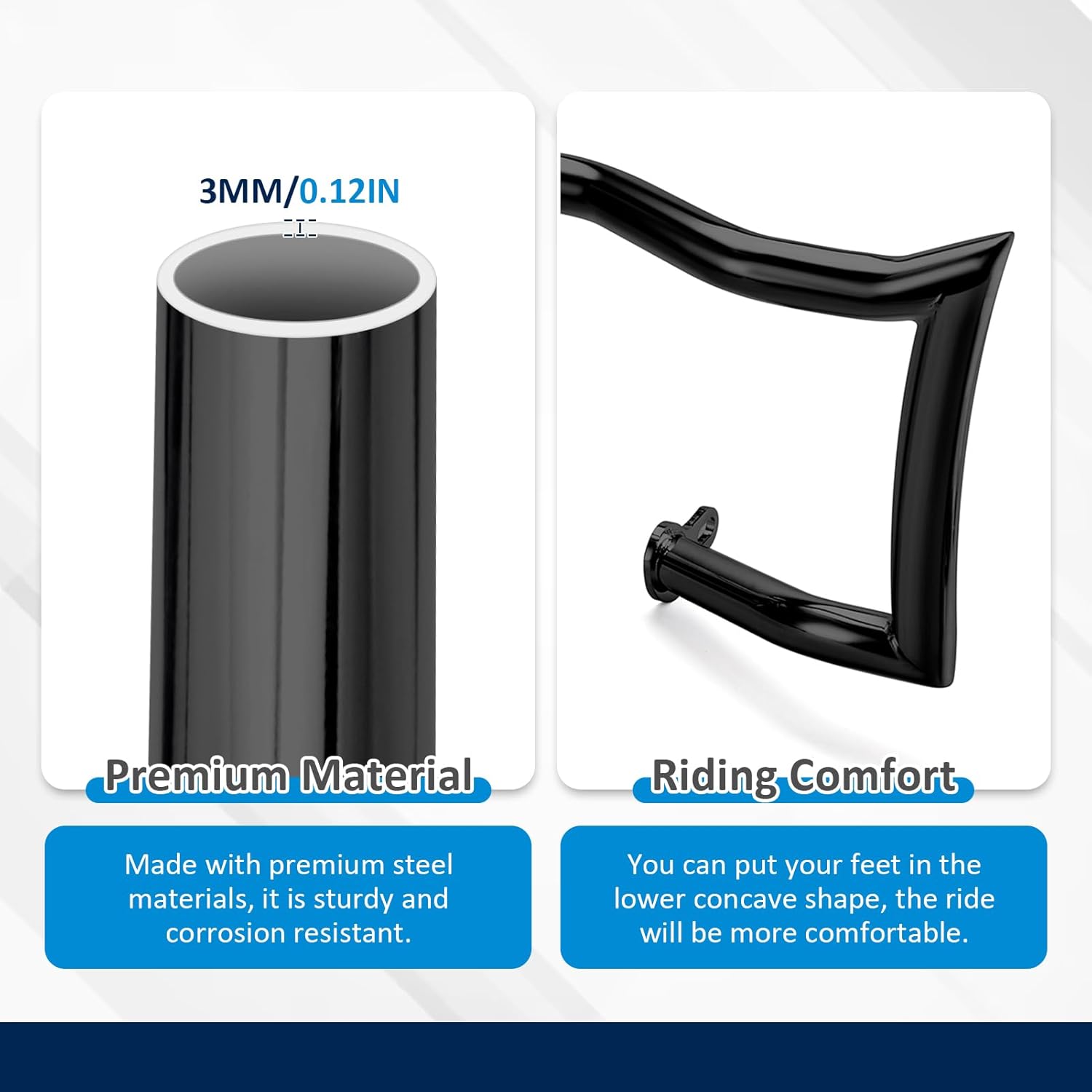 Wsays Highway Crash Bar Front Engine Guard 1.25" Diameter Compatible with Harley Touring Street Electra Road Glide Road King 2009-2023 Without Lower Fairing, Gloss Black