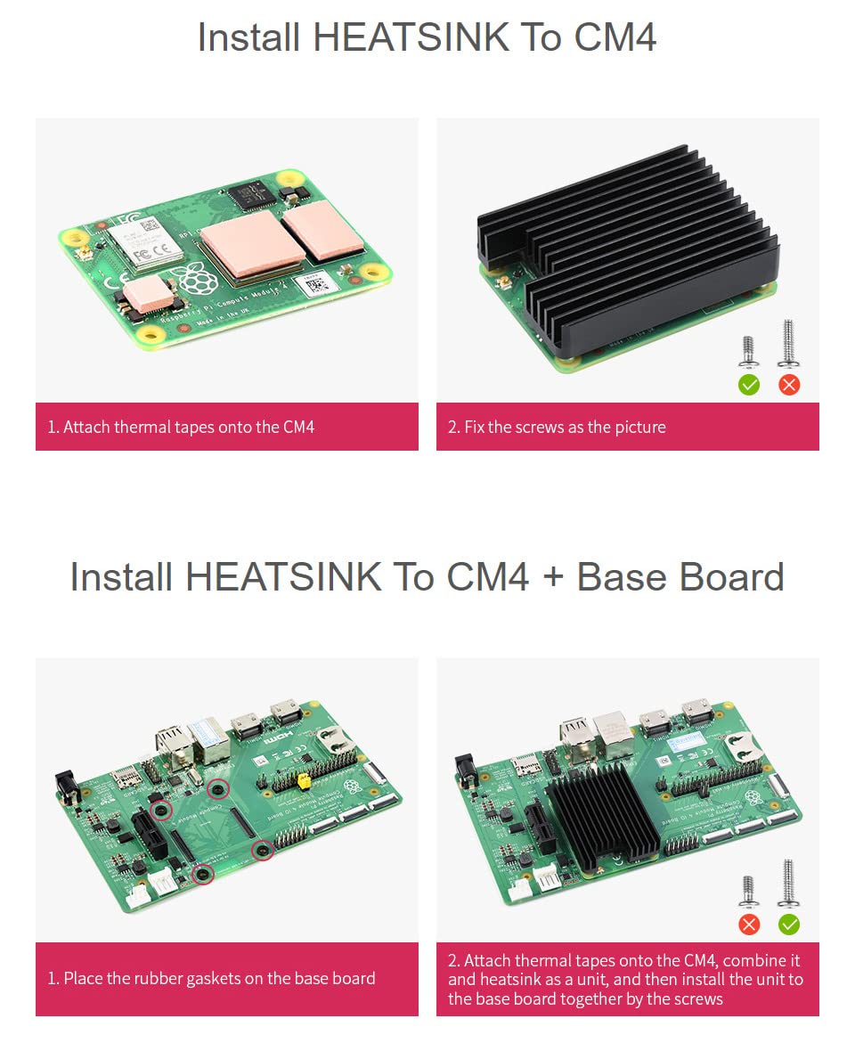 Aluminum Heatsink For Raspberry Pi Compute Module 4 - Easy Install With Antenna Notch