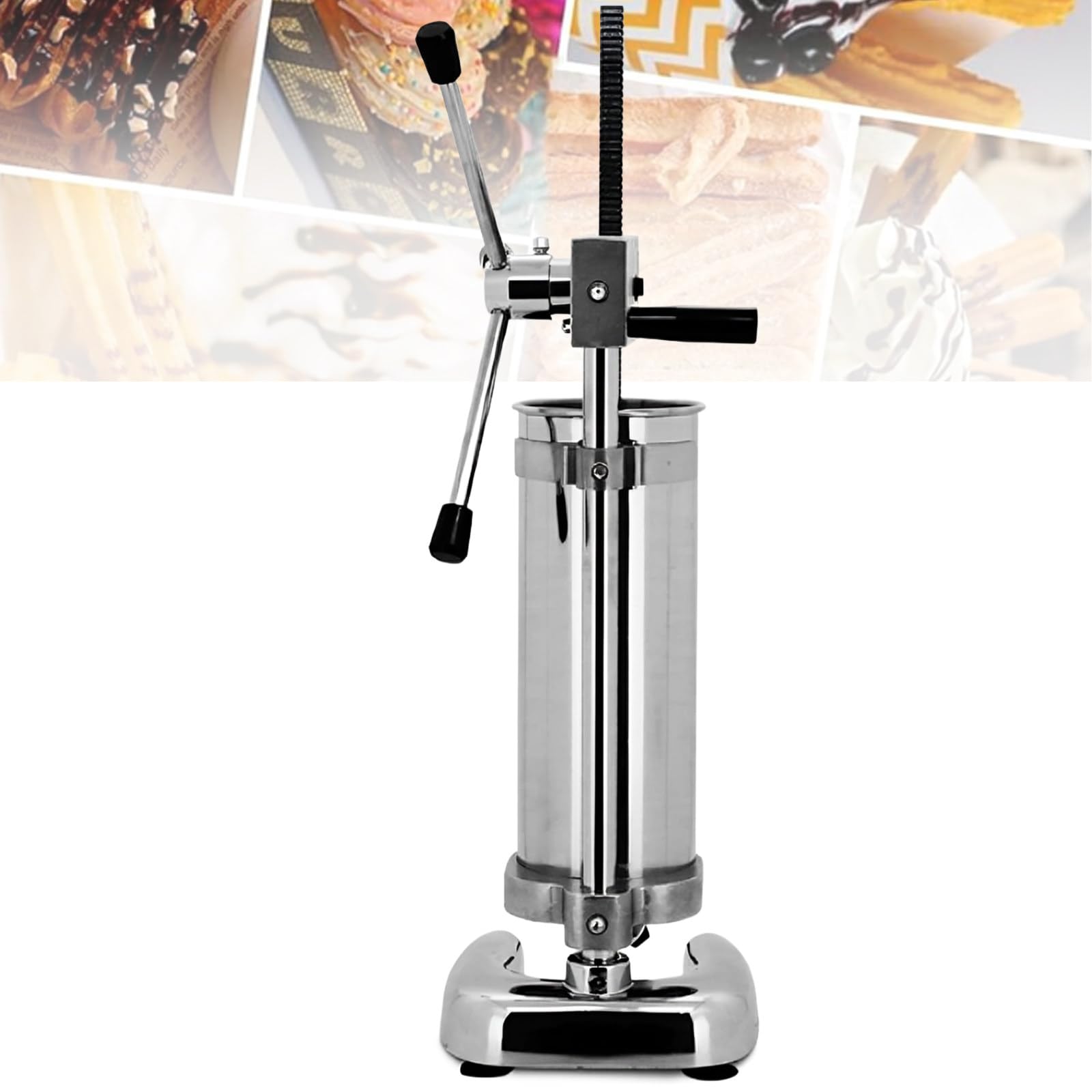 XygZythror Commercial Spanish Donut Churrera Churro Maker Machine With 5 Molds, Stainless Steel Vertical Spanish Churrera Machine, Spanish Donut Filler Machine