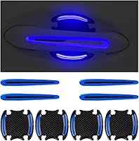 Vista 9 de 8 calcomanías reflectantes para manija de automóvil, película protectora de fibra de carbono 3D para cubrir los arañazos, tiras protectoras