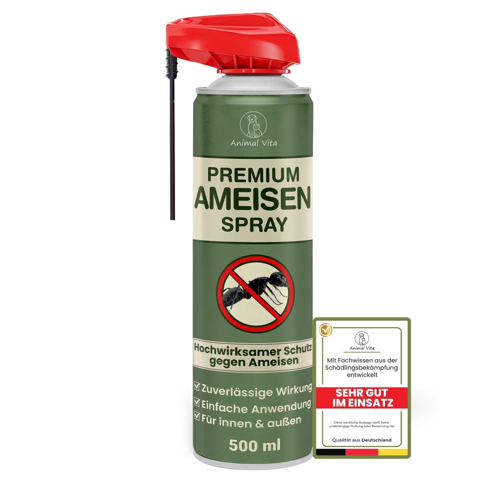 Animal Vita Ameisen Premium Spray [hochwirksam] - Ameisenspray mit effektiver Sofortwirkung für Innen & Außen - Mittel gegen Ameisen – wirkt schnell und zuverlässig