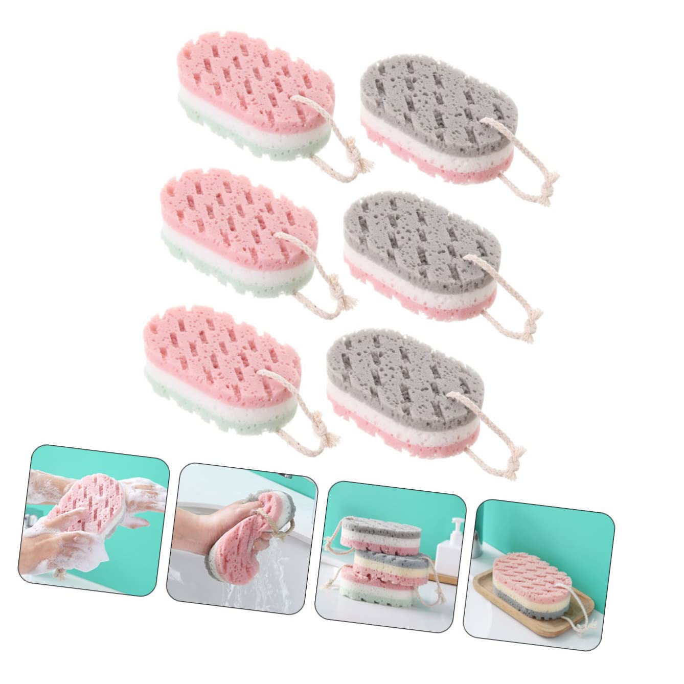 minkissy 30piezas Esponja De Baño Exfoliante Herramienta De Limpieza Corporal Para Esponja y Duradera Para Masaje y Exfoliación De Piel Para Adultos y